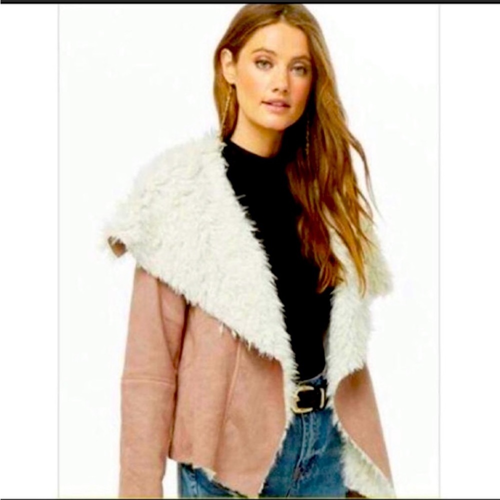 Mustard Seed Faux Fur Suede Jacket - Large NWT
